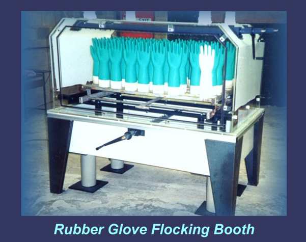 Rubber glove flocking booth